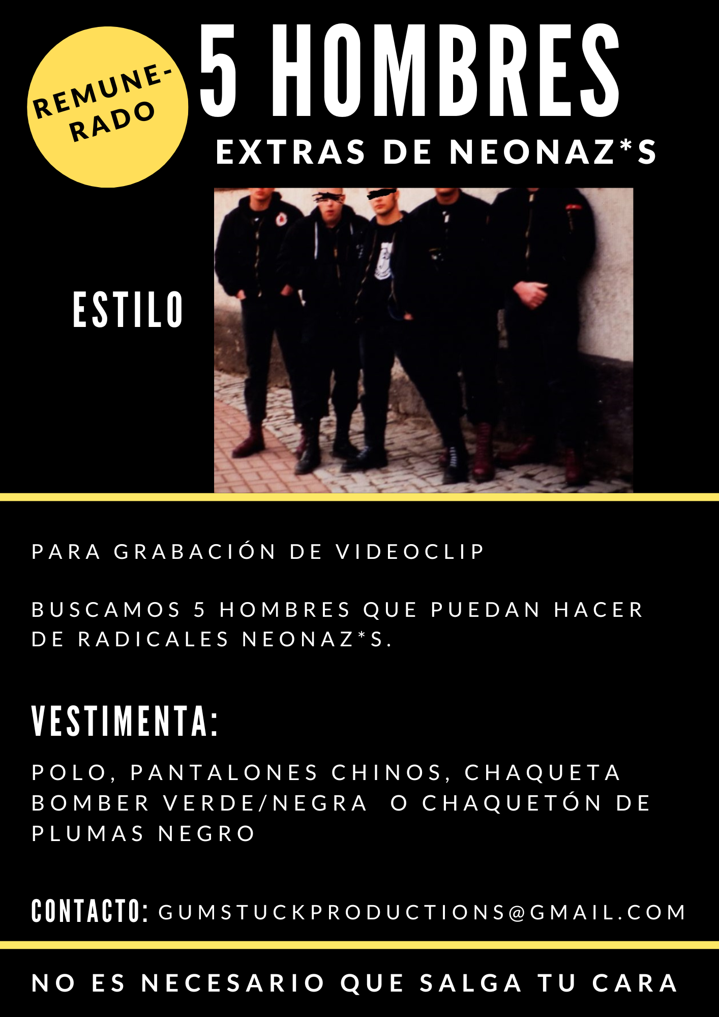 1 ACTOR Y 4 HOMBRES PARA RADICALES
