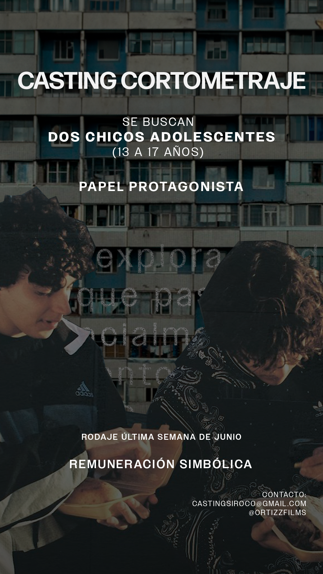Adolescentes de 13 a 17 años para protagonizar Cortometraje en Madrid